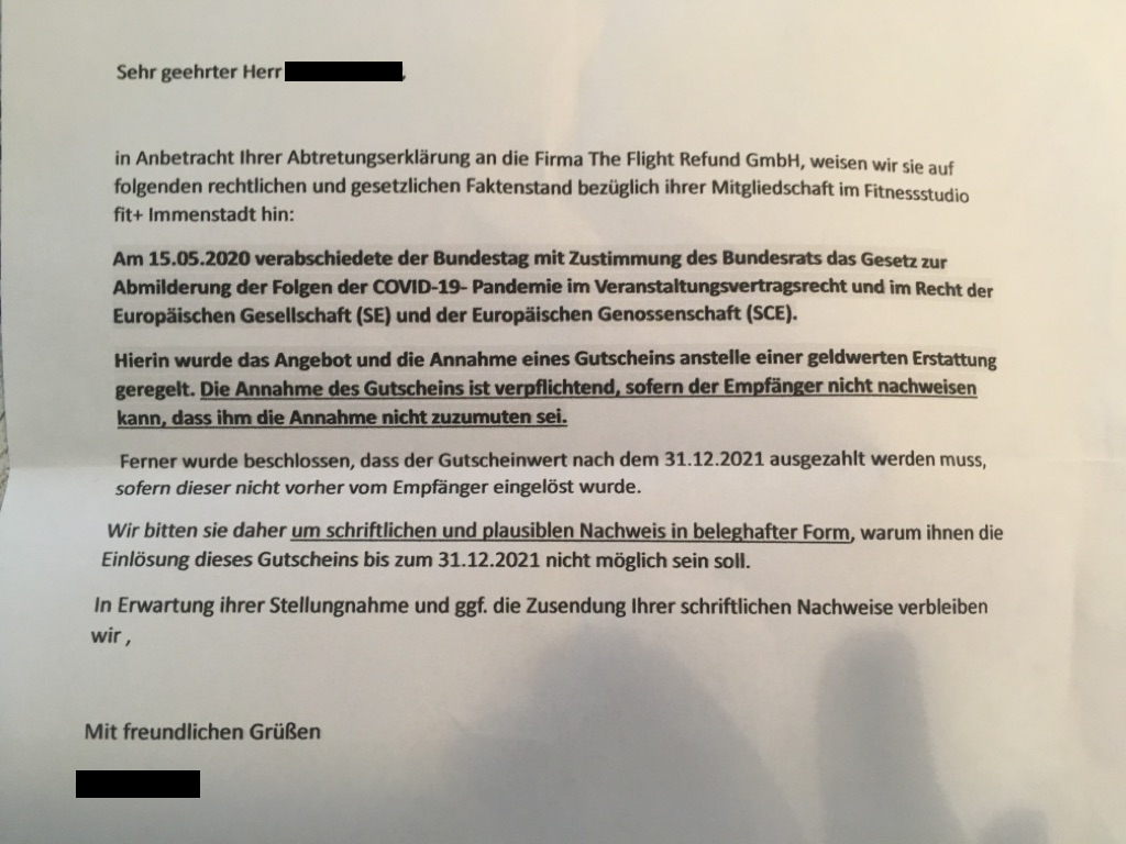 Dreiste Nachricht von FitPlus